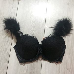 Victoria Secret Fur Strap Pink 34DD Bra w Extra Straps